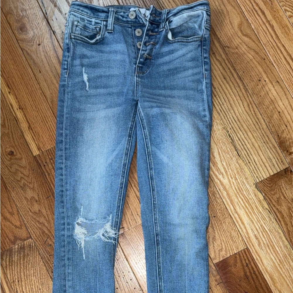 Velvet Light Blue Distressed Skinny Jeans